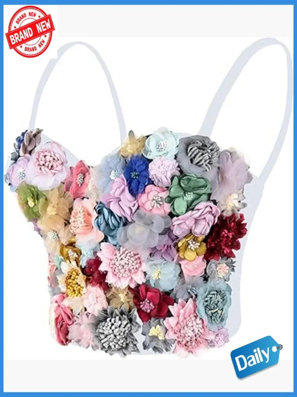 Women's 3D Floral Bustier Corset Crop Top Sexy Sweetheart